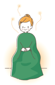 よもぎ蒸しをしている女性のイラスト