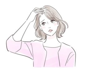 薄毛で悩む女性イラスト